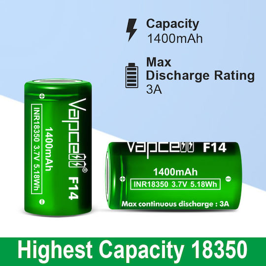 Vapcell Презареждаща батерия 18350 1400mAh 3.6V 1бр
