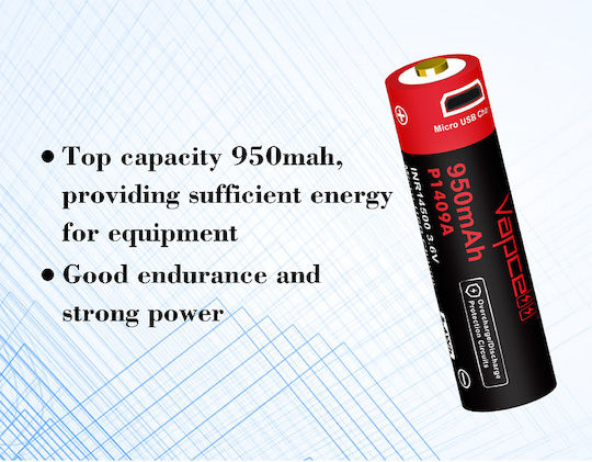 Vapcell Wiederaufladbare Batterie 14500 950mAh 3.6V 1Stück