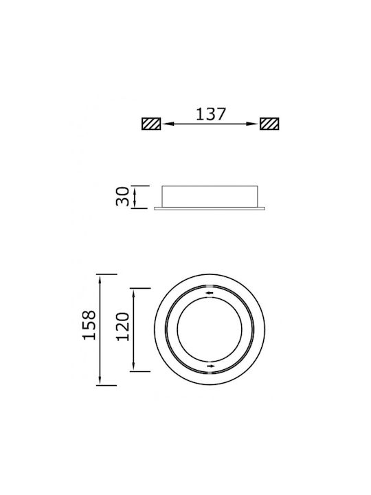DIL Round Recessed Spot with Socket G53 Satine 10x10cm. 1pcs