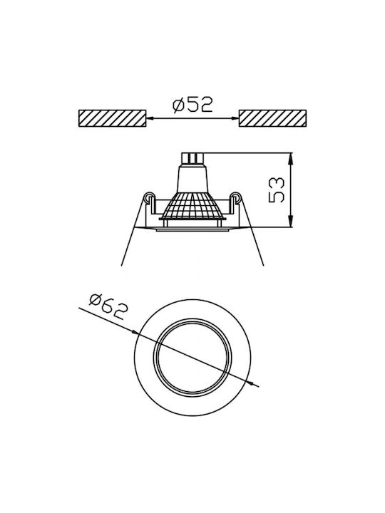 DIL Rotund Metalic Spot Încorporat cu Soclu GU4 Gri 6.2x6.2cm. 1buc