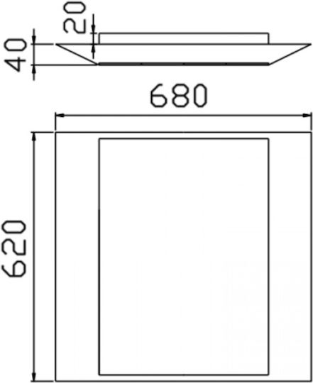 DIL OZEAN-P-4 Fluorescent Ceiling Light with 4 Light Bulb Places T5 Shape for G5 Base L68xD62xH4cm