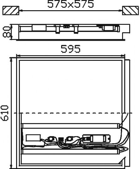 DIL Fluoreszierende Deckenleuchte mit 4 Lampenplätzen Form T8 für Fassung G13 L29.5xB12xH6cm.
