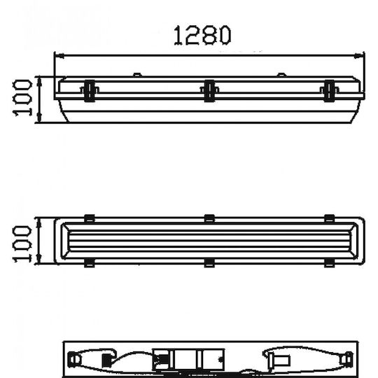 DIL Commercial Linear Ceiling Light IP65 L128xD10xH10cm