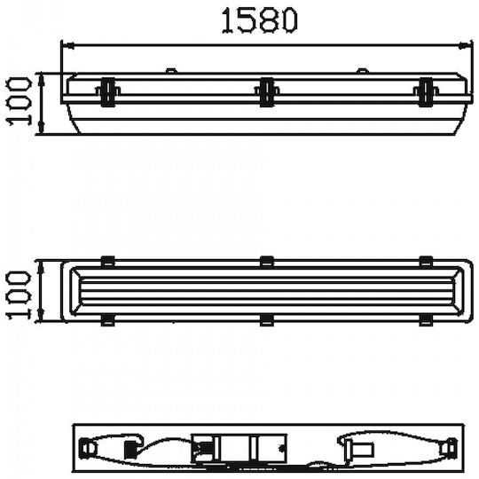 DIL Kommerzielle lineare Beleuchtung Leuchte Decke IP65 B158xT10xH10cm