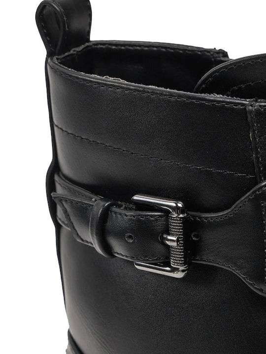 Δερμάτινα Γυναικεία Αρβυλάκια με Μεσαίο Τακούνι Μαύρα