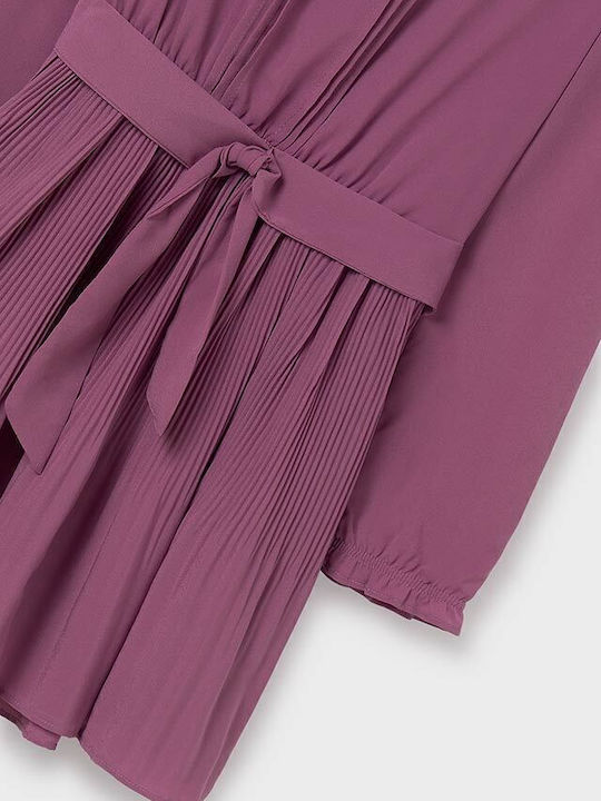 Children's Dress Long Sleeve Set with Accessories Purple