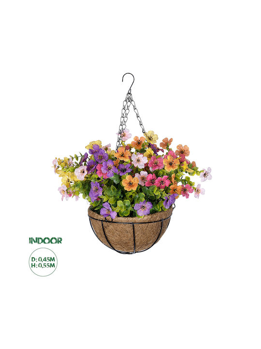 Globostar Artificial Garden Gerbera Hanging Plant 20635 Artificial Hanging Decorative Plant Gerbera Y55cm