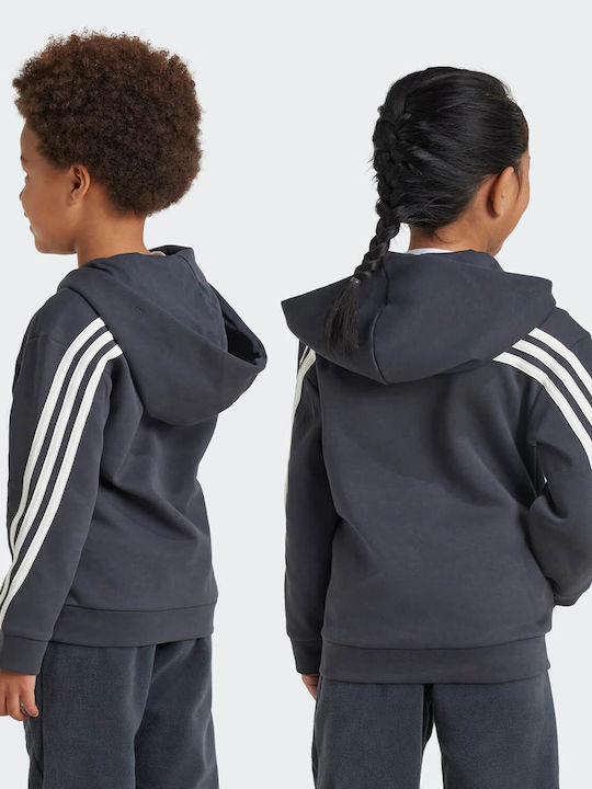 Kinder-Sweatshirt Strickjacke mit Kapuze und Taschen Grau