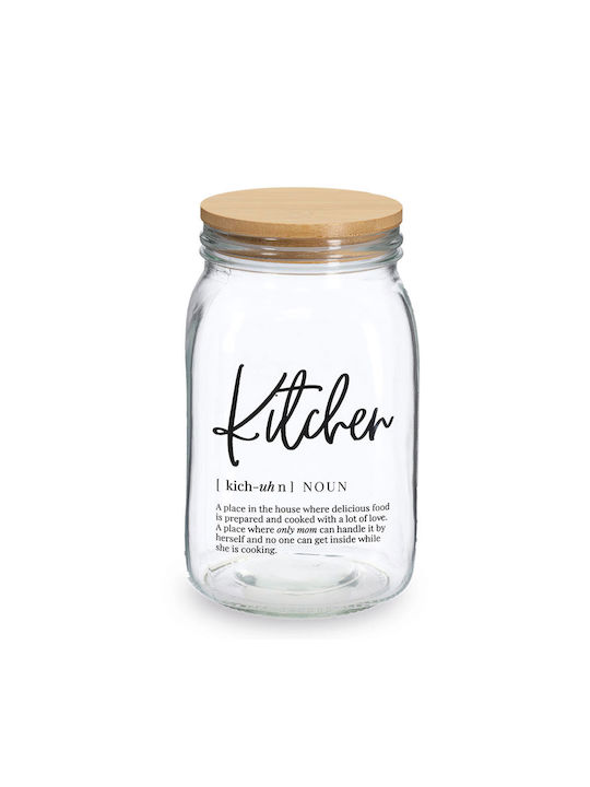General Use Glass Jar with Airtight Lid Transparent 1400ml 1 Piece