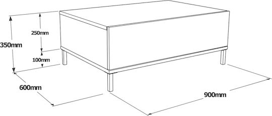 ArteLibre Kaffeetisch Rechteckig Zentral Holz Grau/Schwarz M90xB60xH35cm