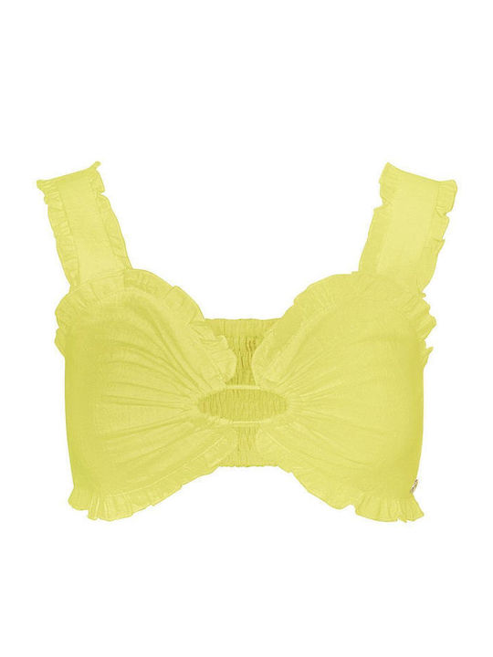 Yehwang Καλοκαιρινό Women's Crop Top Cotton with Straps Yellow