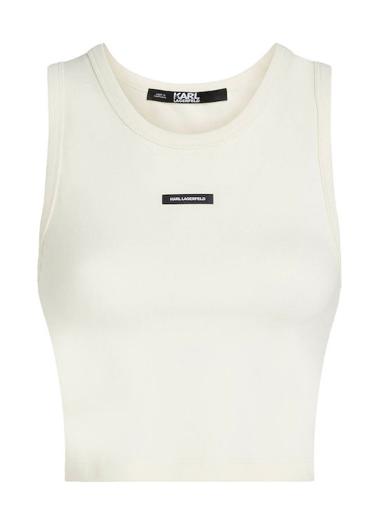 Karl Lagerfeld Logo Damen Bluse Ärmellos Ivory