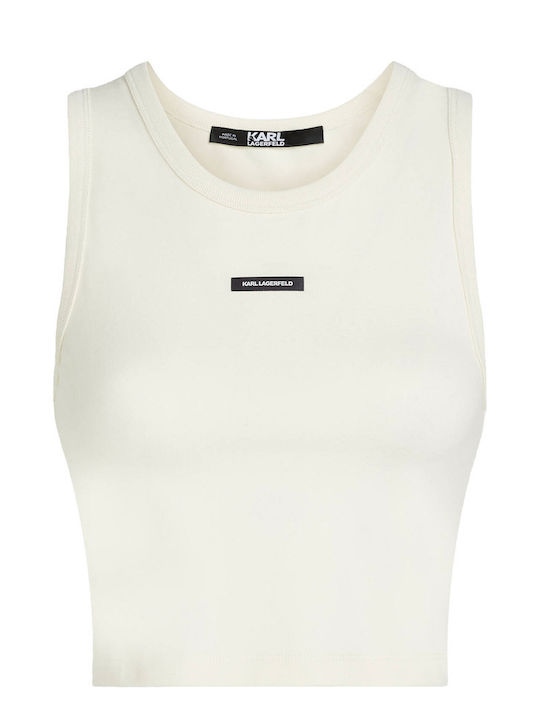 Karl Lagerfeld Logo Women's Blouse Sleeveless Ivory