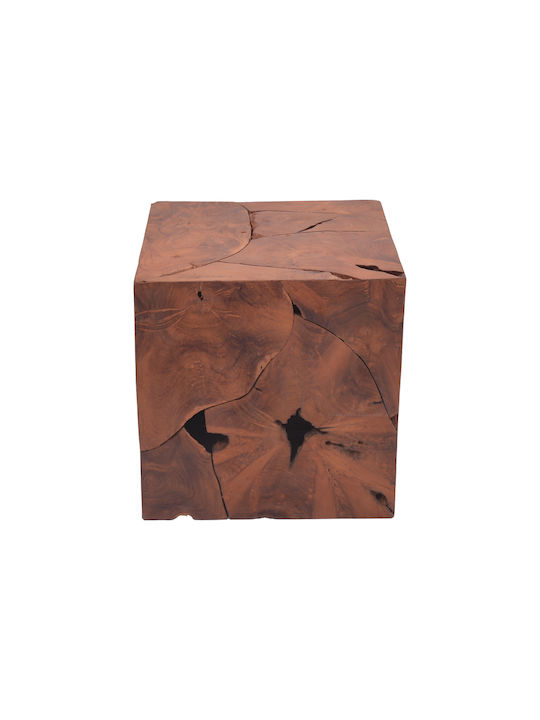 Stool For Living Room Wooden Boxy Natural 40x40x40cm