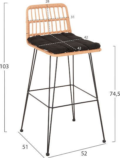 Σκαμπό Μπαρ Rattan Μαύρο-μπεζ Σκαμπό Μπαρ Rattan Μαύρο-μπεζ