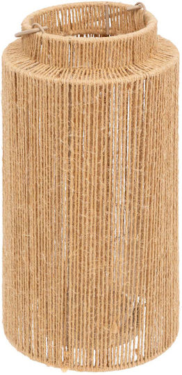 Atmosphera Wicker Lantern Beige 16.5x16.5x30cm