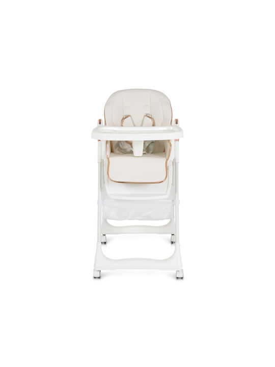 Moni Lindo Foldable Highchair with Metal Frame & Plastic Seat White