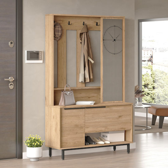 Laxfield Mobilier de Intrare cu Dulap pentru Pantofi Natural 112x35.5x178.2cm
