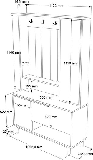 Laxfield Mobilier de Intrare cu Dulap pentru Pantofi Natural 112x35.5x178.2cm