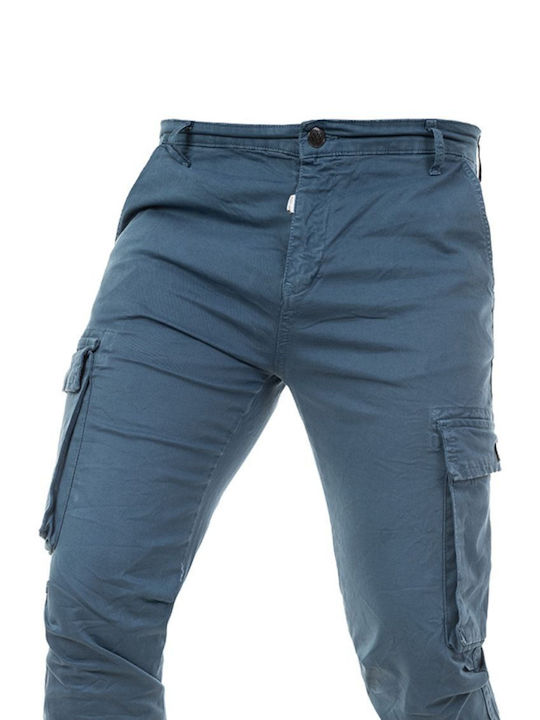 Senior Men's Trousers Cargo Elastic Light Blue