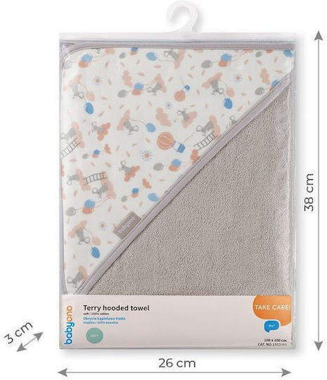 Babyono Βρεφική Κάπα-Μπουρνούζι με Κουκούλα Gray 100x100εκ.