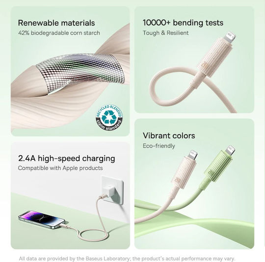 Baseus Habitat Series USB-A to Lightning Cable 18W Μπεζ 2m P10360200631-01