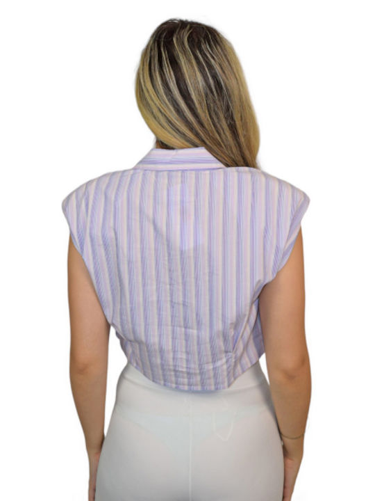 Morena Spain Women's Striped Sleeveless Shirt Lila