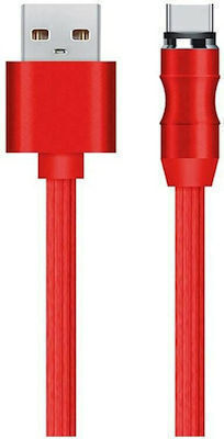 Treqa CA-8232 Braided / Magnetic Detachable USB-A to Lightning Cable Red 1m