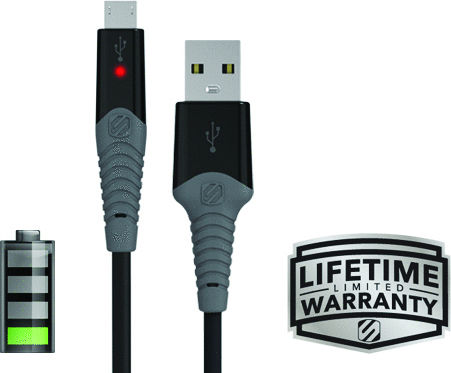 Scosche Strikeline Rugged LED USB-A la Cablu Lightning Negru 0.9m (RI3LED)