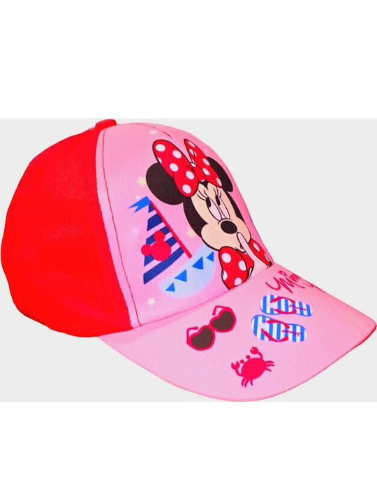 Disney Παιδικό Καπέλο Jockey Υφασμάτινο Αντηλιακό Minnie Mouse Κόκκινο
