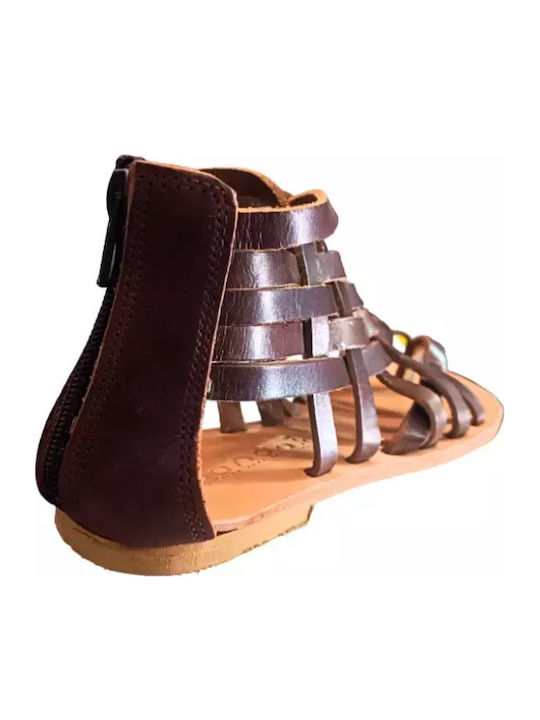 Women's Flat Sandals in Brown Color