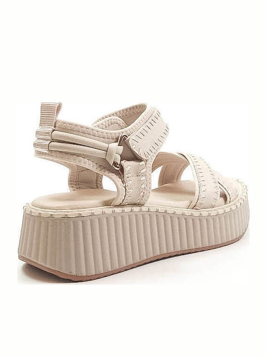 Women's Flat Sandals Flatforms in Beige Color
