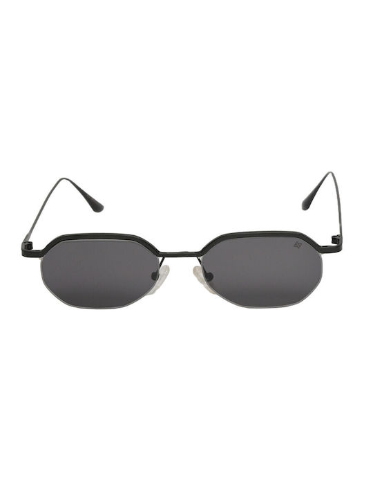 AV Sunglasses Daria Unisex Sunglasses with Black Metal Frame and Black Lens