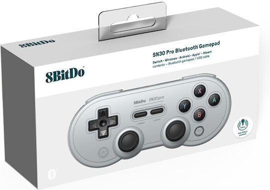 8Bitdo SN30 Pro Hall Edition Wireless Gamepad with Hall Effect Sticks for Switch Gray