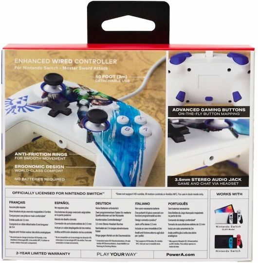 PowerA Enhanced Wired Gamepad for Switch Zelda Master Sword Attack