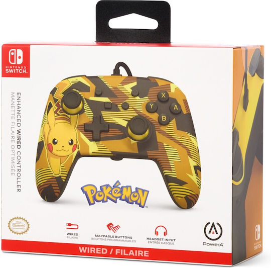 PowerA Camo Storm Pikachu Ενσύρματο Gamepad για Switch Κίτρινο