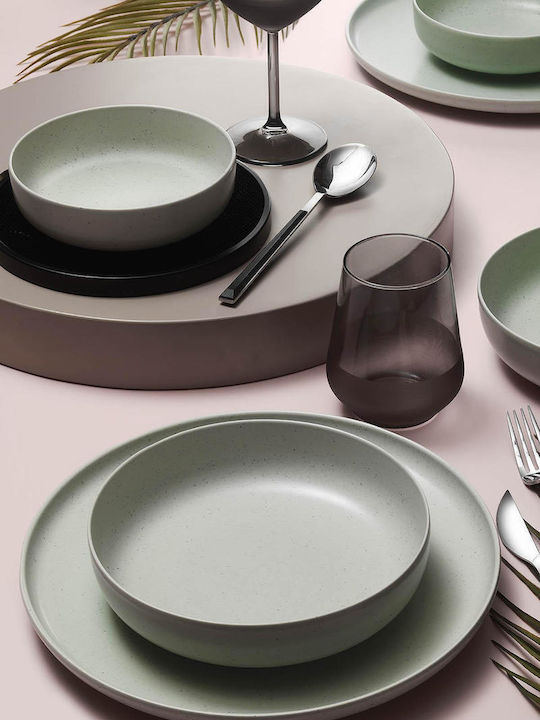 Kutahya Porselen Plate Soup Green with Diameter 20cm