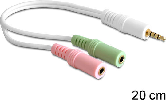 DeLock Converter 3.5mm male to 3.5mm 2x female White 1pcs 65447