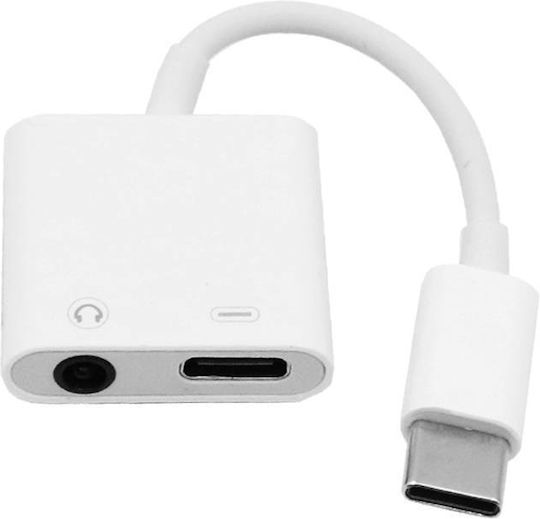 Treqa CA-1063 Konverter USB-C männlich zu 3.5mm / USB-C 2x weiblich Weiß 1Stück
