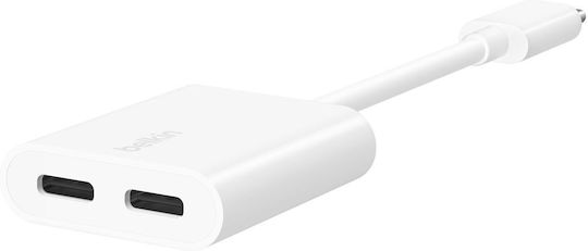 Belkin Connect Converter USB-C male to USB-C 2x female White 1pcs