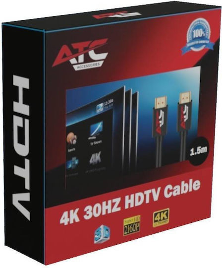 ATC HDMI 2.0 Premium High Speed 4K 60Hz HDR Kabel HDMI-Stecker - HDMI-Stecker 1,5m Schwarz