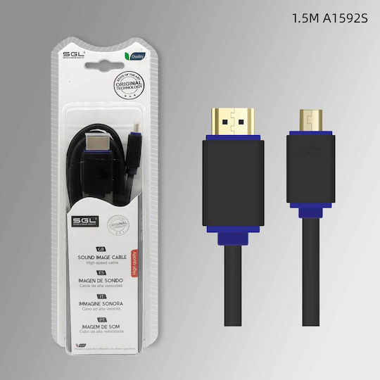 SGL HDMI Cable Male - Micro HDMI Male 1.5m Black