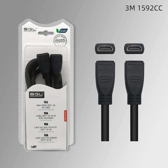 SGL Cable HDMI female - HDMI female 3m Μαύρο