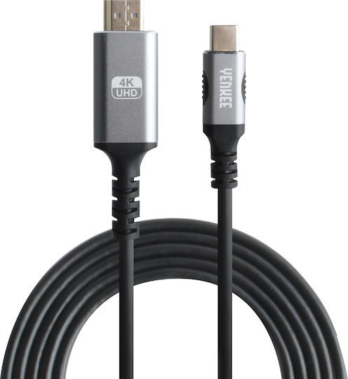 Yenkee HDMI-Kabel 2.0 Premium High Speed 4K 60Hz HDR Länge HDMI-Stecker - USB-C-Stecker 1,5m Schwarz