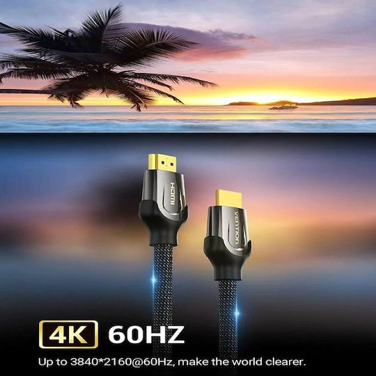Vention Cabluri HDMI 2.0 Premium High Speed 4K 60Hz HDR Braided HDMI de Sex Masculin - HDMI de Sex Masculin 1m Negru