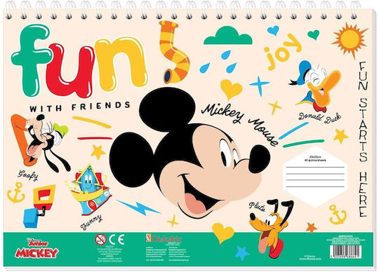 Mickey Drawing Pad 23x33 40 sheets with Auto-stencil 2 pages Color 2 designs