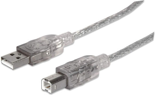 Manhattan 1.8m USB 2.0 Cable A-Male to B-Male Silver (333405)