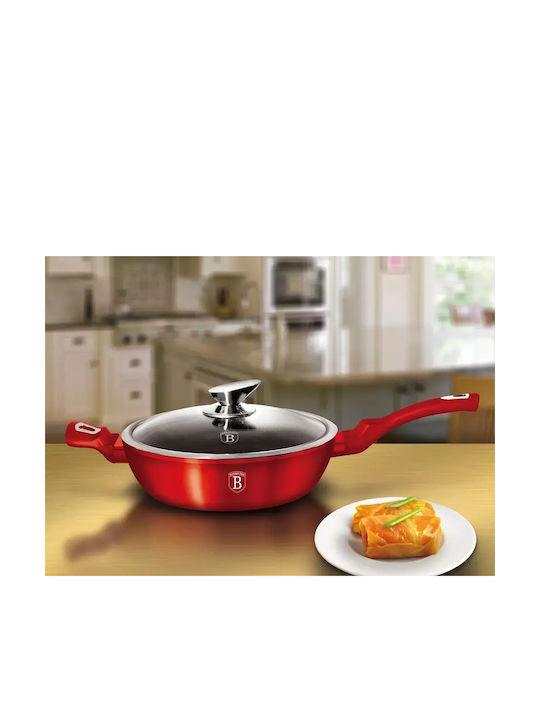 Berlinger Haus Metallic Line Pan With Lid made of Aluminum with Stone Coating Burgundy Collection 28cm