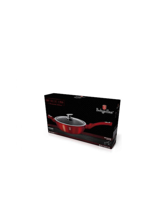 Berlinger Haus Metallic Line Pan With Lid made of Aluminum with Stone Coating Burgundy Collection 28cm