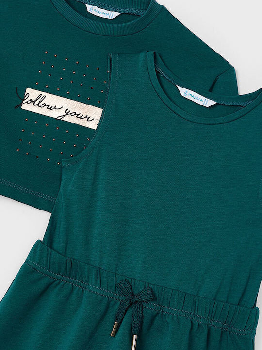 Mädchenkleid Mädchenkleider Langärmeliges Set aus 2 mit Deckel Grün
